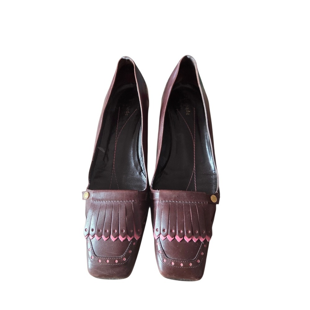 Vintage Kate Spade Brown Leather Fringe Pumps –‎ Made in Italy – Size 7